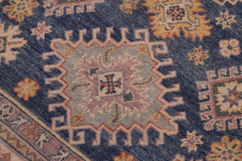 handmade Geometric Kazak Lt. Blue Beige Hand-made RECTANGLE 100% WOOL area rug 4'X6'