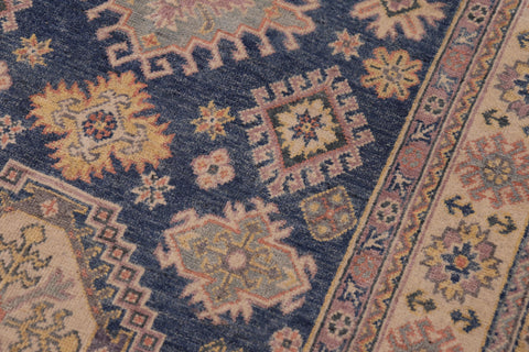 handmade Geometric Kazak Lt. Blue Beige Hand-made RECTANGLE 100% WOOL area rug 4'X6'