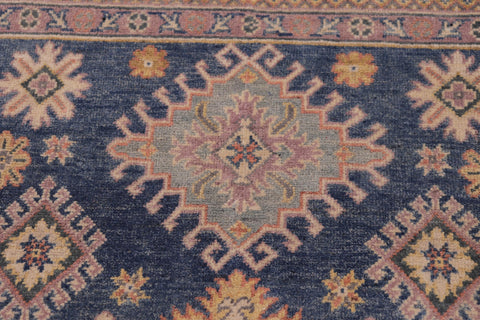 handmade Geometric Kazak Lt. Blue Beige Hand-made RECTANGLE 100% WOOL area rug 4'X6'
