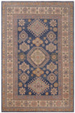 handmade Geometric Kazak Lt. Blue Beige Hand-made RECTANGLE 100% WOOL area rug 4' x 6'
