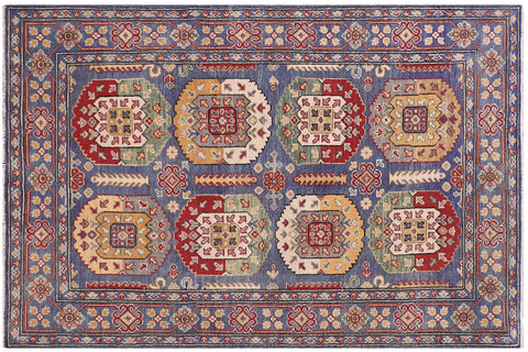 handmade Transitional Kafkaz Lt. Blue Beige Hand-made RECTANGLE 100% WOOL area rug 4' x 6'