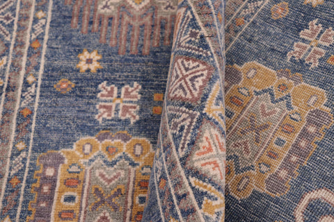 handmade Geometric Kafkaz Lt. Blue Lt. Blue Hand-made RECTANGLE 100% WOOL area rug 4' x 6'