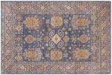 Classic Ziegler Felipe Blue/Blue Hand-Knotted Wool Rug - 4'1'' x 6'4''