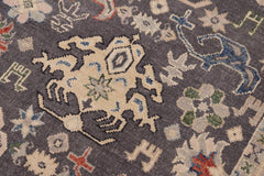 handmade Traditional Kafkaz Gray Lt. Gold Hand-made RECTANGLE 100% WOOL area rug 4X6