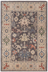 handmade Traditional Kafkaz Gray Lt. Gold Hand-made RECTANGLE 100% WOOL area rug 4X6