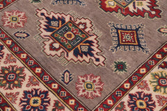 handmade Geometric Kazak Gray Beige Hand-made RECTANGLE 100% WOOL area rug 4'X6'