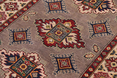 handmade Geometric Kazak Gray Beige Hand-made RECTANGLE 100% WOOL area rug 4'X6'