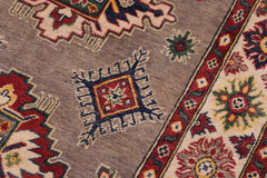 handmade Geometric Kazak Gray Beige Hand-made RECTANGLE 100% WOOL area rug 4'X6'