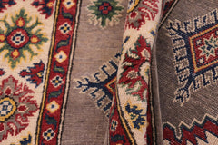 handmade Geometric Kazak Gray Beige Hand-made RECTANGLE 100% WOOL area rug 4'X6'