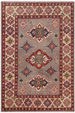 handmade Geometric Kazak Gray Beige Hand-made RECTANGLE 100% WOOL area rug 4' x 6'
