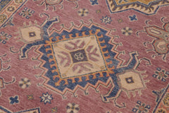 handmade Geometric Kazak Purple Lt. Blue Hand-made RECTANGLE 100% WOOL area rug 4'X6'