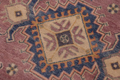 handmade Geometric Kazak Purple Lt. Blue Hand-made RECTANGLE 100% WOOL area rug 4'X6'