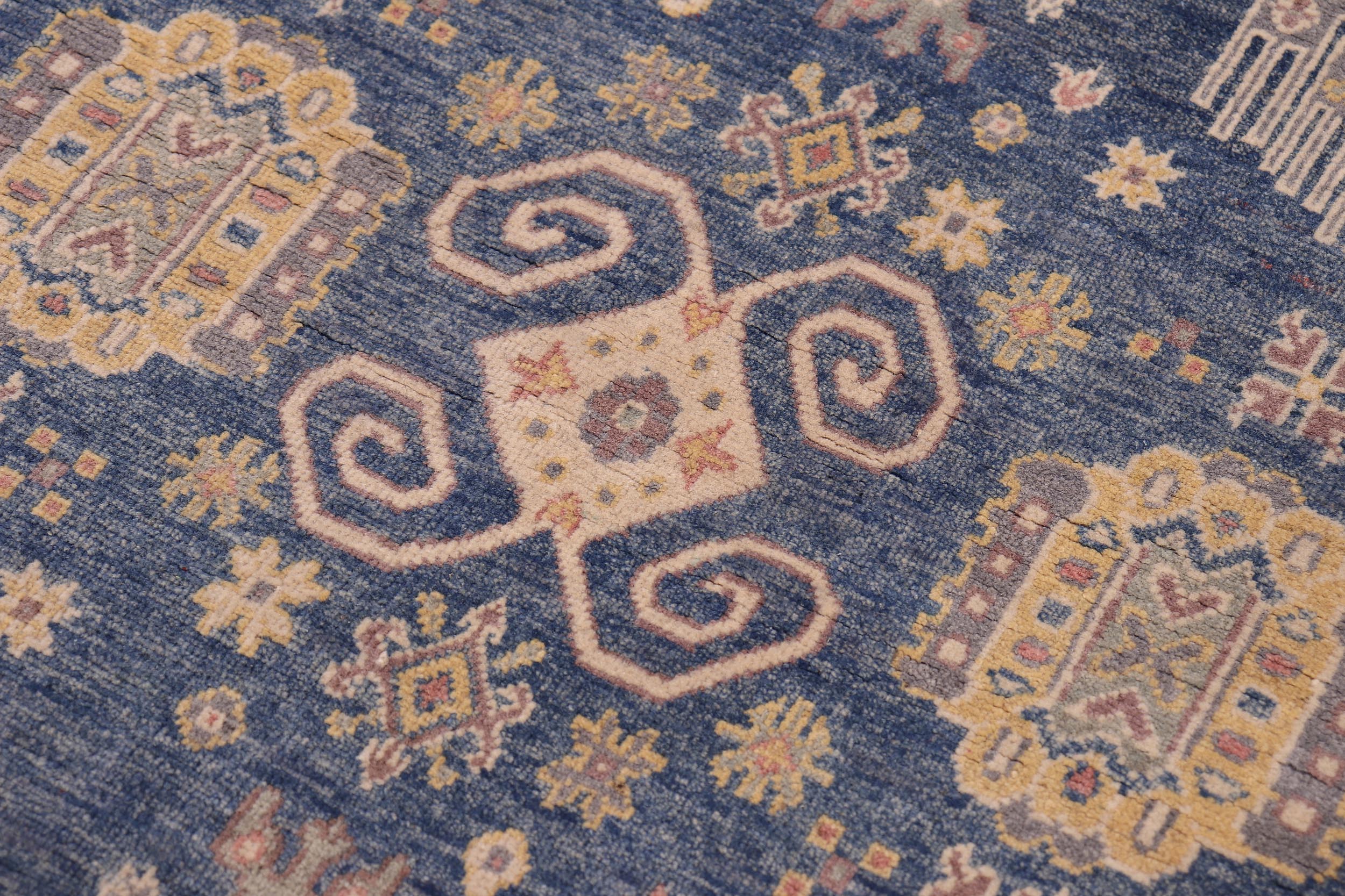 handmade Transitional Kafkaz Lt. Blue Lt. Blue Hand-made RECTANGLE 100% WOOL area rug 4' x 6'