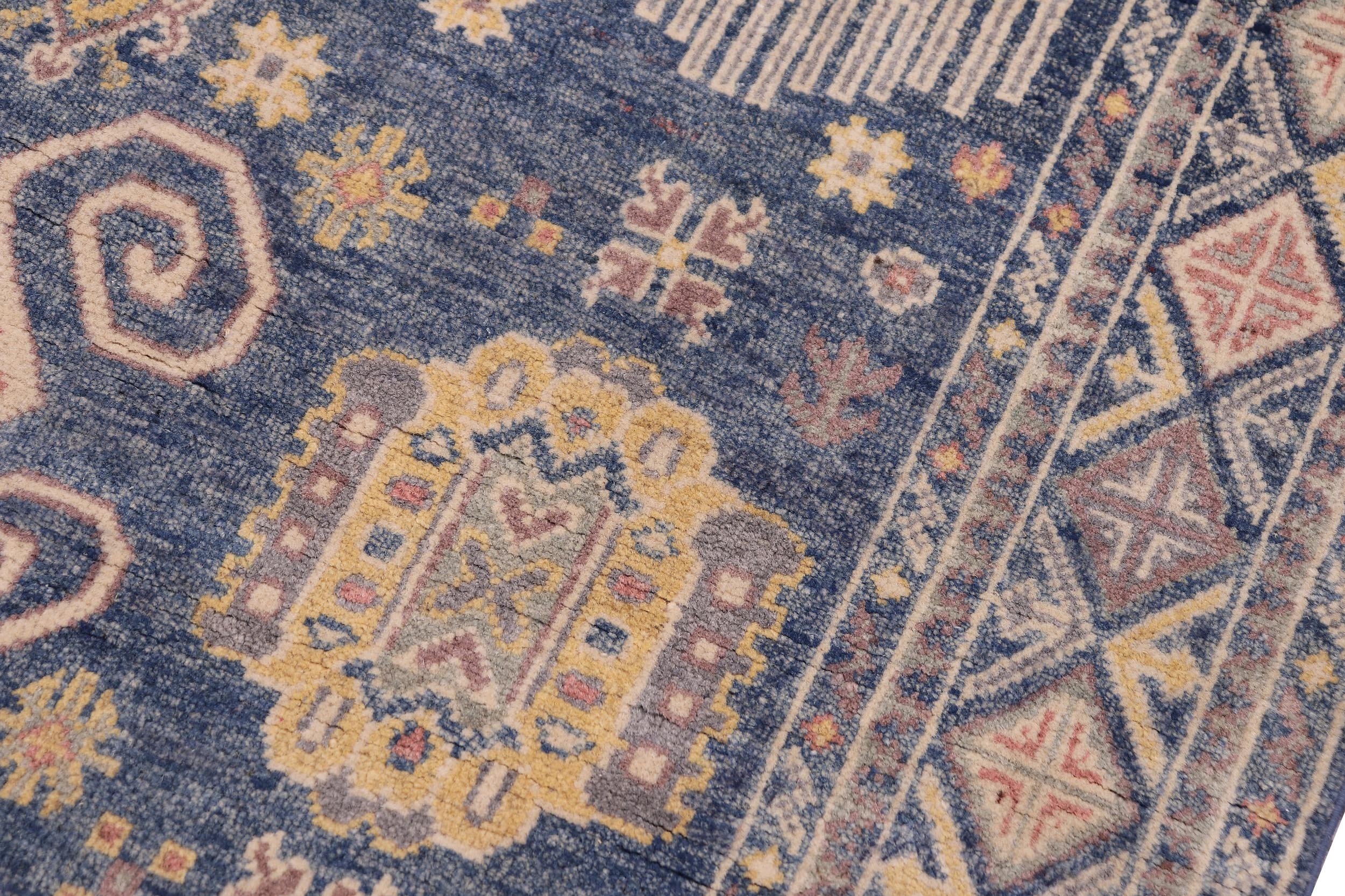 handmade Transitional Kafkaz Lt. Blue Lt. Blue Hand-made RECTANGLE 100% WOOL area rug 4' x 6'