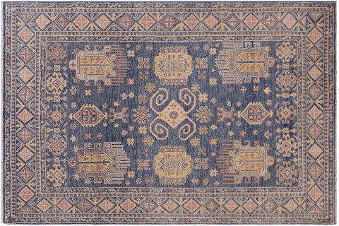 handmade Transitional Kafkaz Lt. Blue Lt. Blue Hand-made RECTANGLE 100% WOOL area rug 4' x 6'