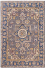 handmade Traditional Kafkaz Gray Lt. Blue Hand-made RECTANGLE 100% WOOL area rug 4X6
