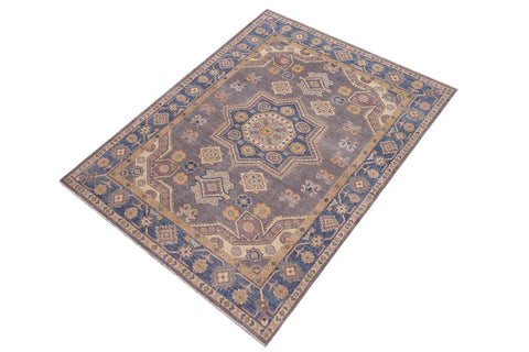 handmade Traditional Kafkaz Gray Lt. Blue Hand-made RECTANGLE 100% WOOL area rug 4' x 6'