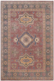 handmade Geometric Kazak Light Purpl Lt. Blue Hand-made RECTANGLE 100% WOOL area rug 4' x 6'