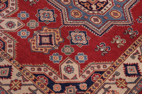 handmade Geometric Kazak Red Beige Hand-made RECTANGLE 100% WOOL area rug 4'X6'