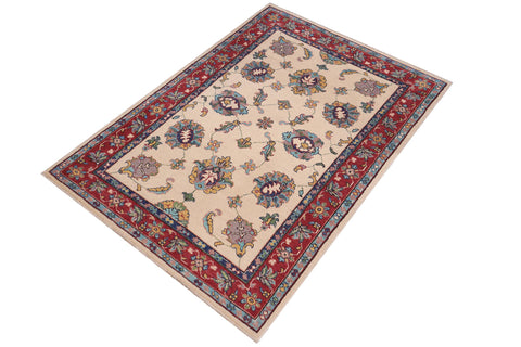 handmade Traditional Kafkaz Lt. Gold Red Hand-made RECTANGLE 100% WOOL area rug 4x6
