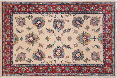 handmade Traditional Kafkaz Lt. Gold Red Hand-made RECTANGLE 100% WOOL area rug 4x6
