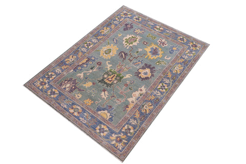 handmade Traditional Kafkaz Lime Green Lt. Blue Hand-made RECTANGLE 100% WOOL area rug 4x6