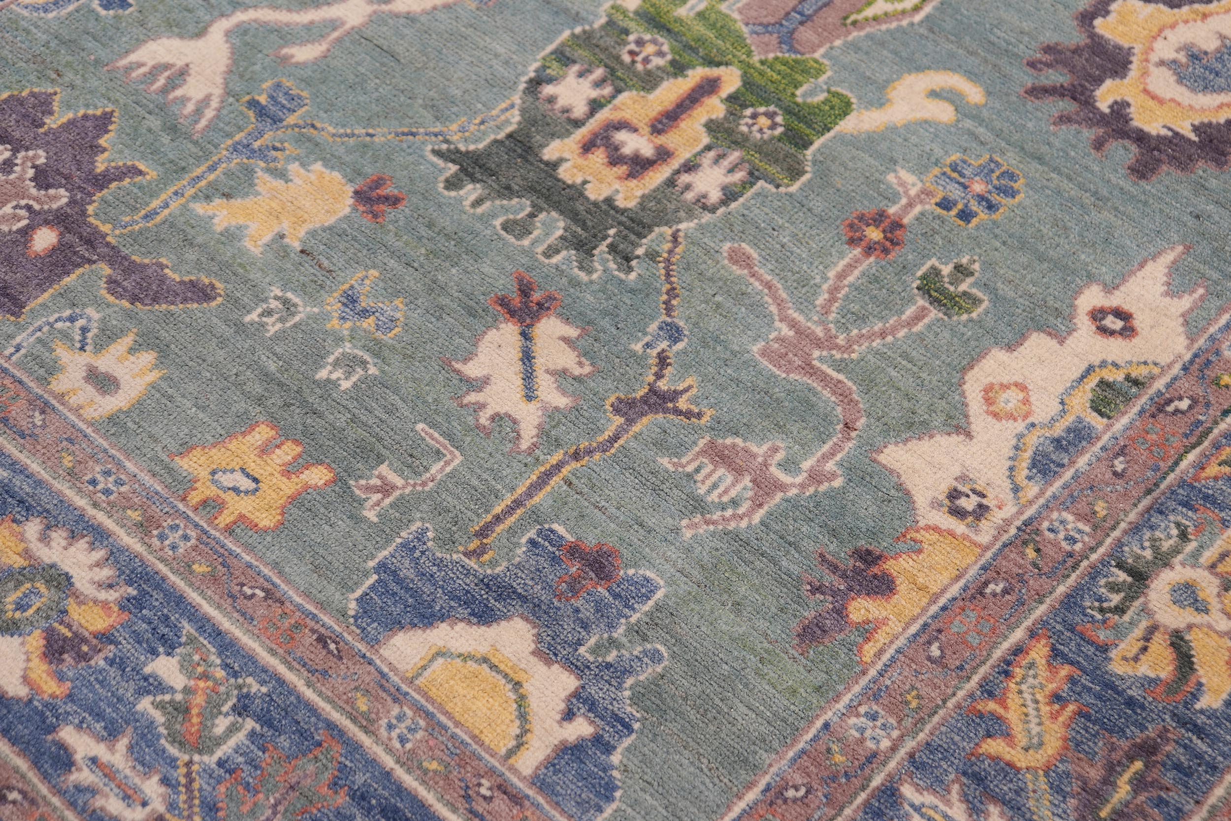 handmade Traditional Kafkaz Lime Green Lt. Blue Hand-made RECTANGLE 100% WOOL area rug 4x6