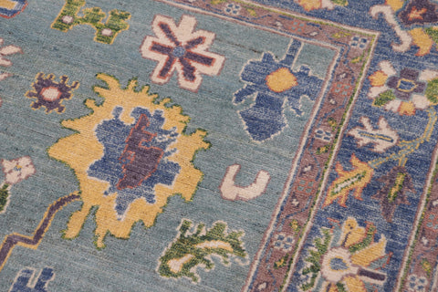 handmade Traditional Kafkaz Lime Green Lt. Blue Hand-made RECTANGLE 100% WOOL area rug 4x6