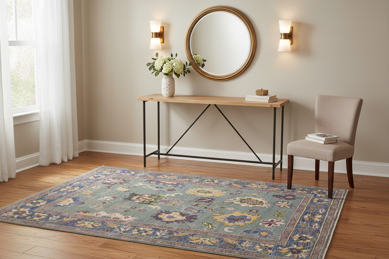 handmade Traditional Kafkaz Lime Green Lt. Blue Hand-made RECTANGLE 100% WOOL area rug 4x6