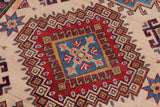handmade Geometric Kazak Beige Red Hand-made RECTANGLE 100% WOOL area rug 4' x 6'