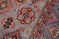 handmade Geometric Kazak Gray Lt. Blue Hand-made RECTANGLE 100% WOOL area rug 4'X6'