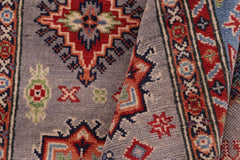 handmade Geometric Kazak Gray Lt. Blue Hand-made RECTANGLE 100% WOOL area rug 4'X6'
