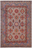 handmade Geometric Kazak Gray Lt. Blue Hand-made RECTANGLE 100% WOOL area rug 4' x 6'
