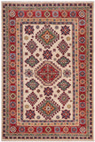 handmade Geometric Kazak Beige Red Hand-made RECTANGLE 100% WOOL area rug 4' x 6'