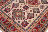 handmade Geometric Kazak Beige Red Hand-made RECTANGLE 100% WOOL area rug 4' x 6'