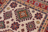 handmade Geometric Kazak Beige Red Hand-made RECTANGLE 100% WOOL area rug 4' x 6'