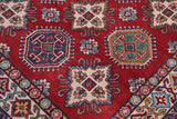 handmade Geometric Kazak Red Beige Hand-made RECTANGLE 100% WOOL area rug 4' x 6'