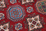 handmade Geometric Kazak Red Beige Hand-made RECTANGLE 100% WOOL area rug 4' x 6'