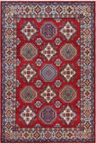 handmade Geometric Kazak Red Beige Hand-made RECTANGLE 100% WOOL area rug 4' x 6'