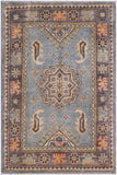 handmade Geometric Kazak Lt. Blue Gray Hand-made RECTANGLE 100% WOOL area rug 2' x 3'