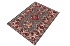 handmade Geometric Kazak Lt. Green Beige Hand-made RECTANGLE 100% WOOL area rug 2'X3'