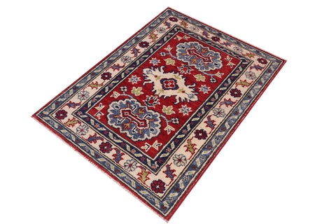 handmade Geometric Kazak Red Beige Hand-made RECTANGLE 100% WOOL area rug 2'X3'