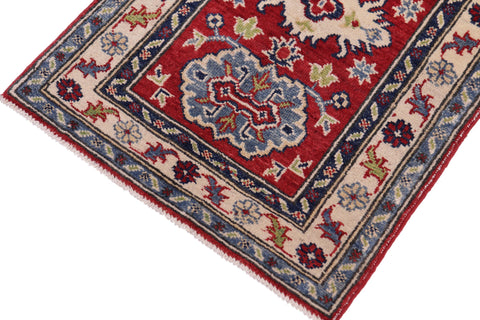 handmade Geometric Kazak Red Beige Hand-made RECTANGLE 100% WOOL area rug 2'X3'