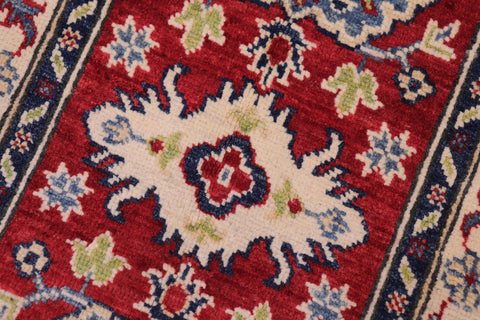 handmade Geometric Kazak Red Beige Hand-made RECTANGLE 100% WOOL area rug 2'X3'