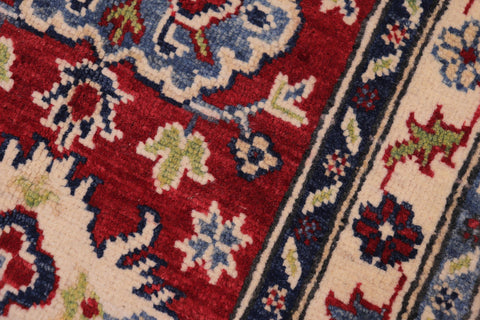 handmade Geometric Kazak Red Beige Hand-made RECTANGLE 100% WOOL area rug 2'X3'