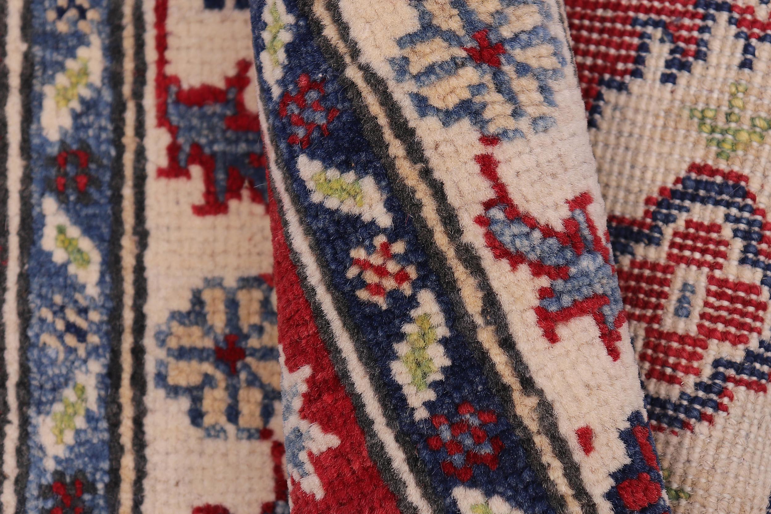 handmade Geometric Kazak Red Beige Hand-made RECTANGLE 100% WOOL area rug 2'X3'