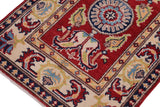 handmade Geometric Kazak Red Beige Hand-made RECTANGLE 100% WOOL area rug 2' x 3'