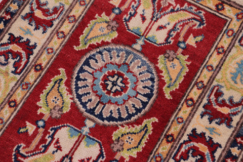 handmade Geometric Kazak Red Beige Hand-made RECTANGLE 100% WOOL area rug 2'X3'