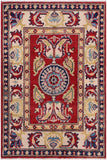 handmade Geometric Kazak Red Beige Hand-made RECTANGLE 100% WOOL area rug 2' x 3'