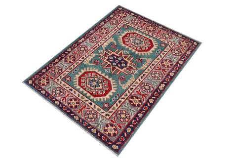 handmade Geometric Kazak Green Gray Hand-made RECTANGLE 100% WOOL area rug 2'X3'